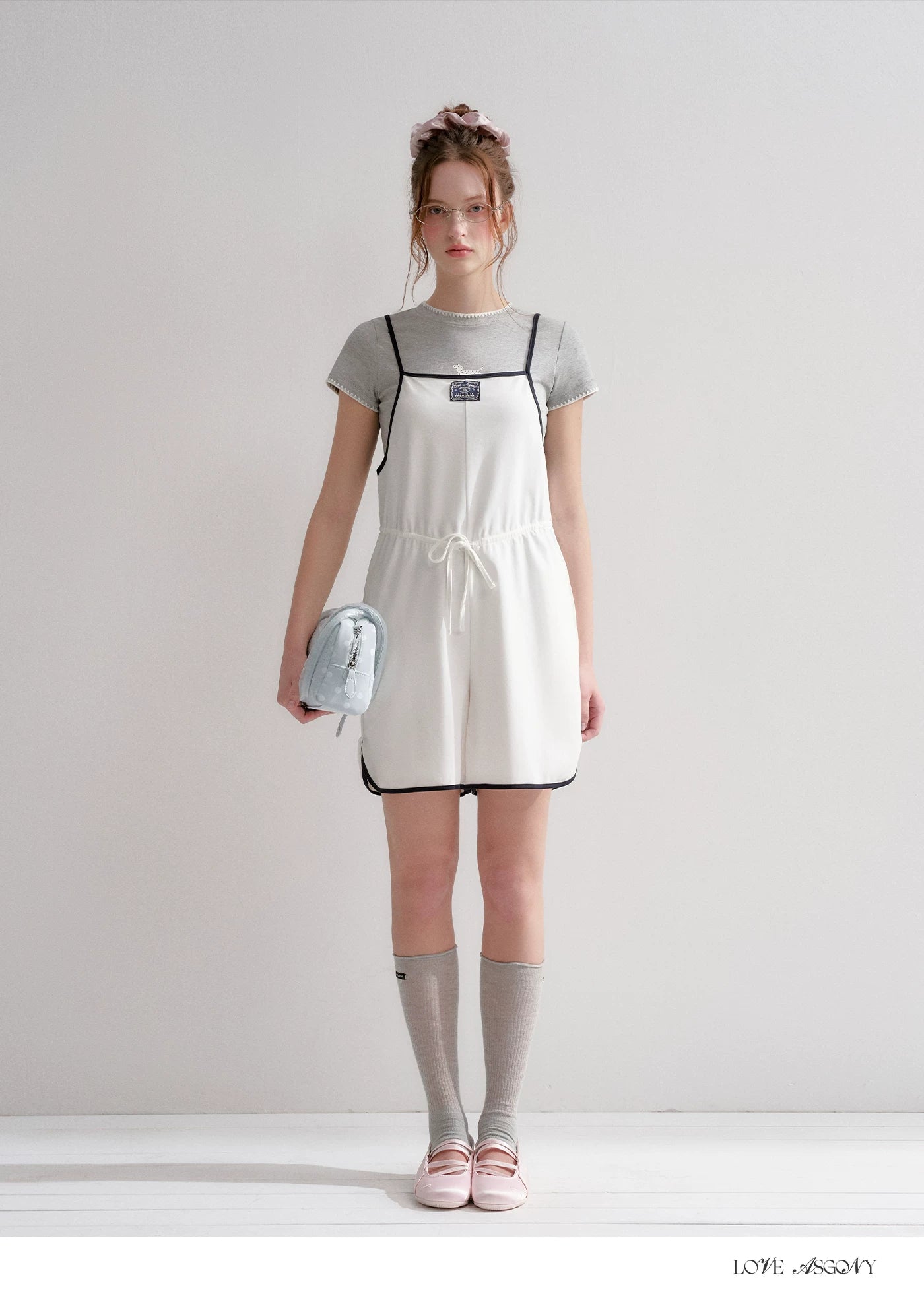 Contrast Piping Drawstring Waist Jumpsuit