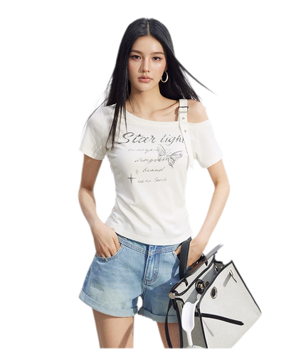 One-Shoulder Butterfly Tee