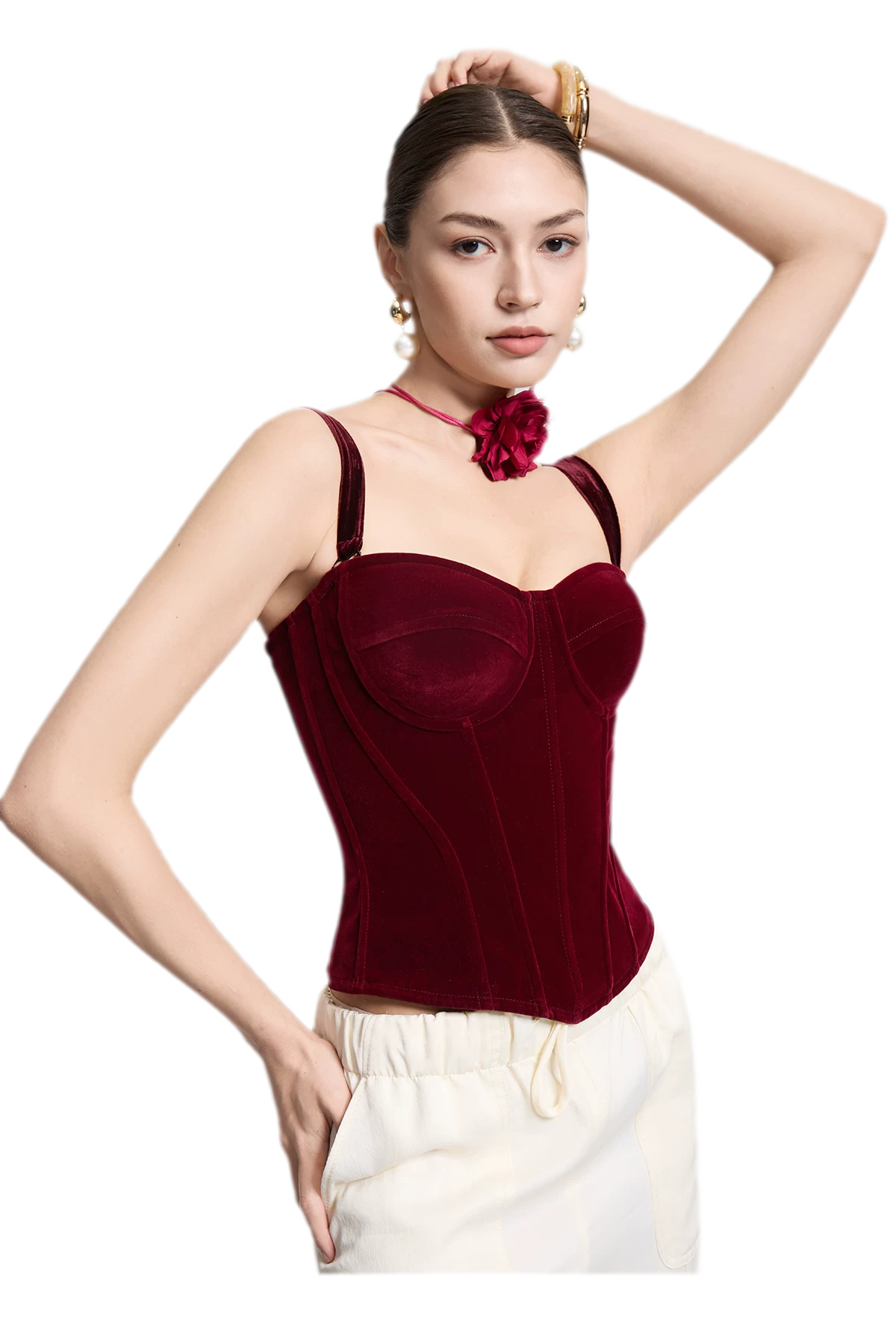 Velvet Boned Corset Top