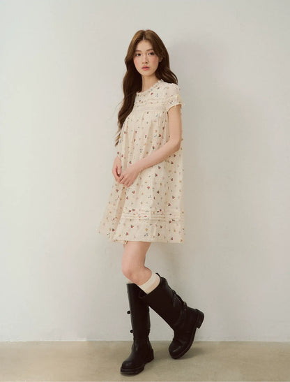 Embroidered Ruffle Dress