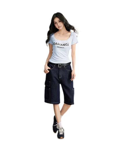 Wide-Leg Cargo Shorts