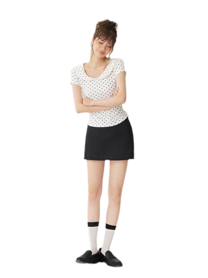 Polka Dot Puff Sleeve Top