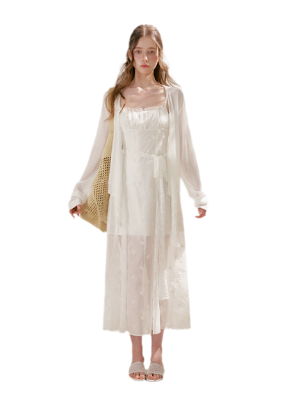 French Embroidered A-line Dress