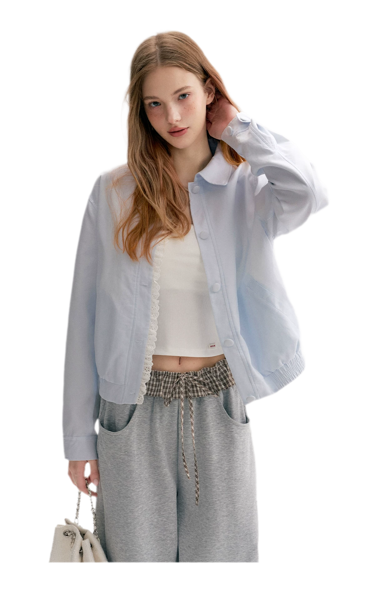 Ramie Cotton Lace-Trimmed Jacket