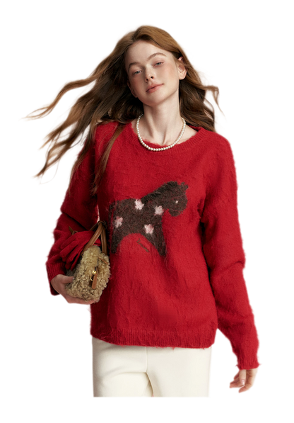 Brushed Horse Jacquard Sweater