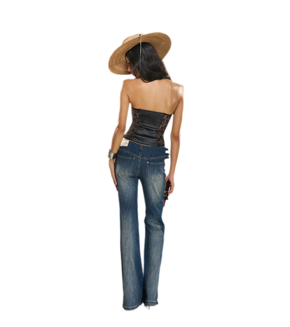 Washed Denim Multi-Belt Jeans