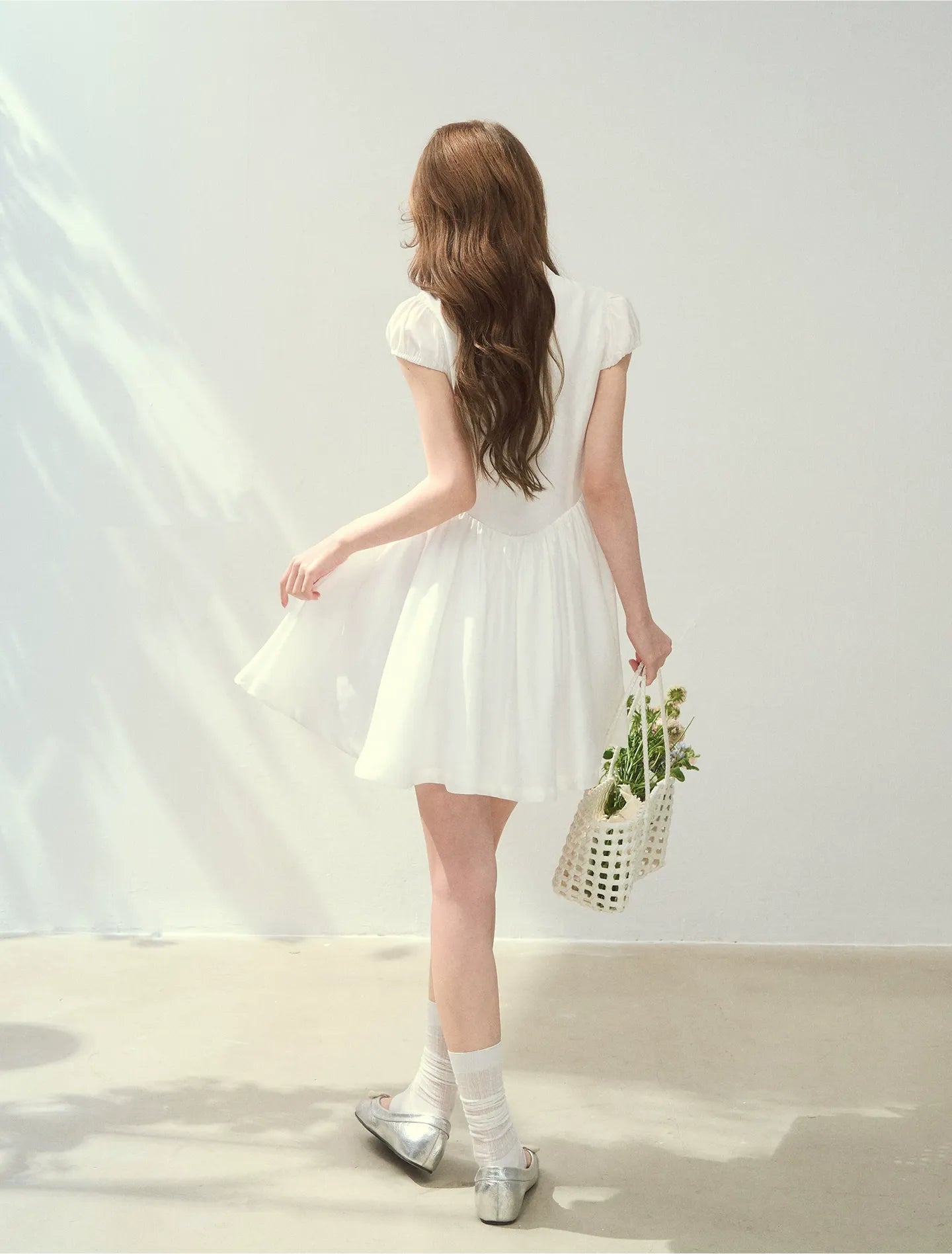 Acetate Ruffle Midi Dress