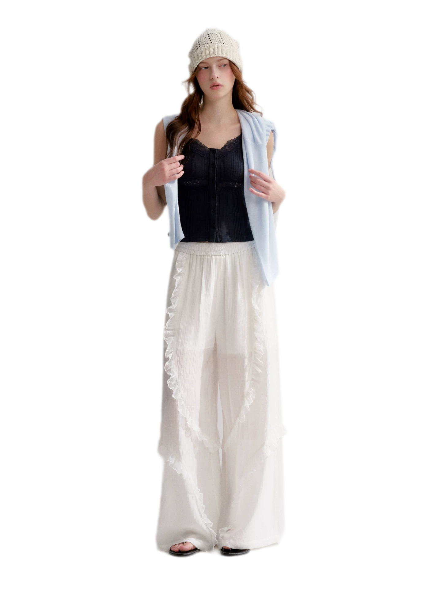 Lace Textured Wide Pants