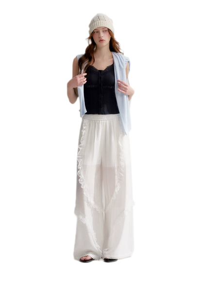 Lace Textured Wide Pants
