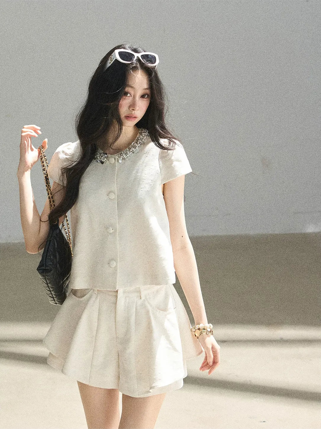 Beaded Collar Short Set