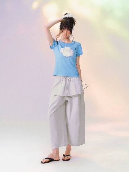 Bow Knot Kitten Short Sleeve T-shirt