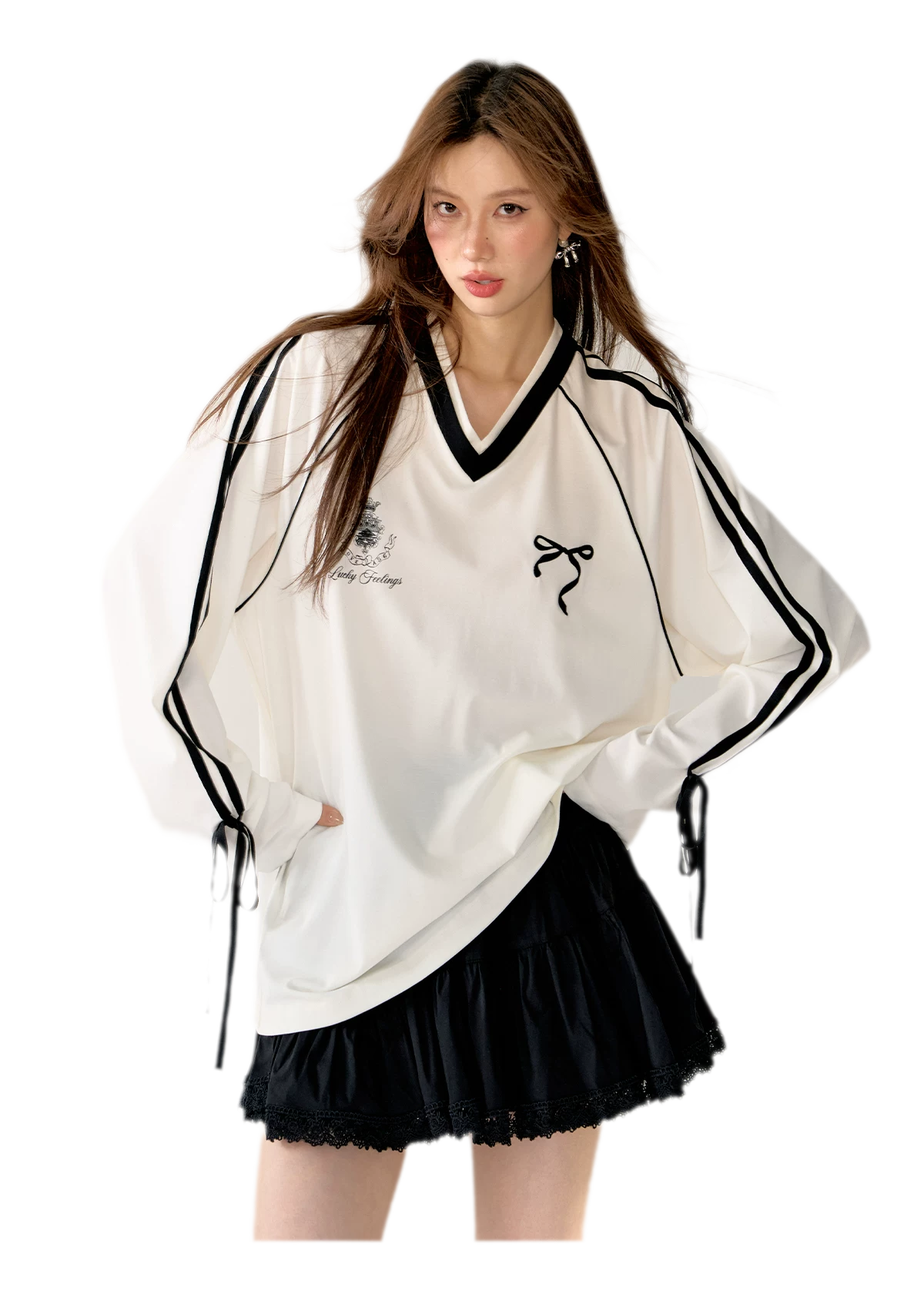 Colorblock Bow Embroidered Tee