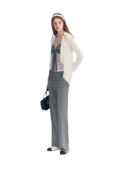 Ruffled Drape Knit Set