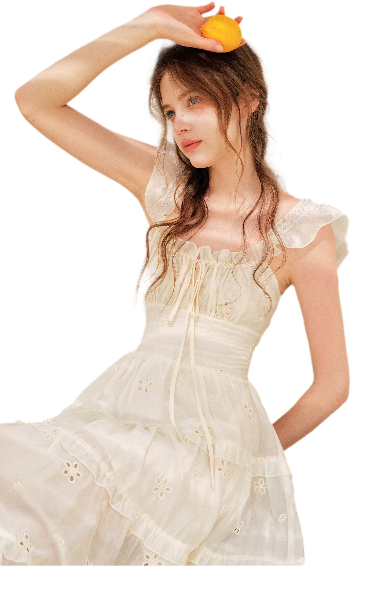Embroidered Floral Tie-Waist Dress