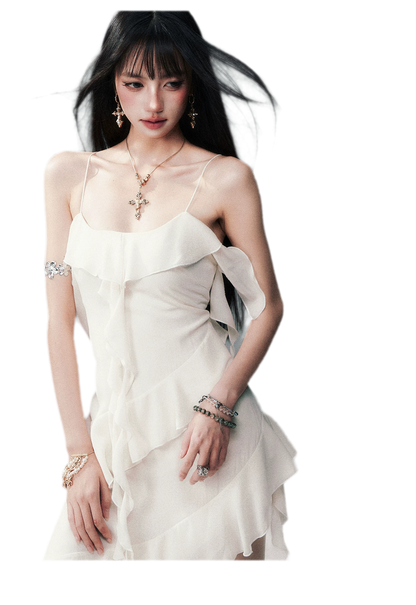 Ruffled Asymmetric Cami Dress