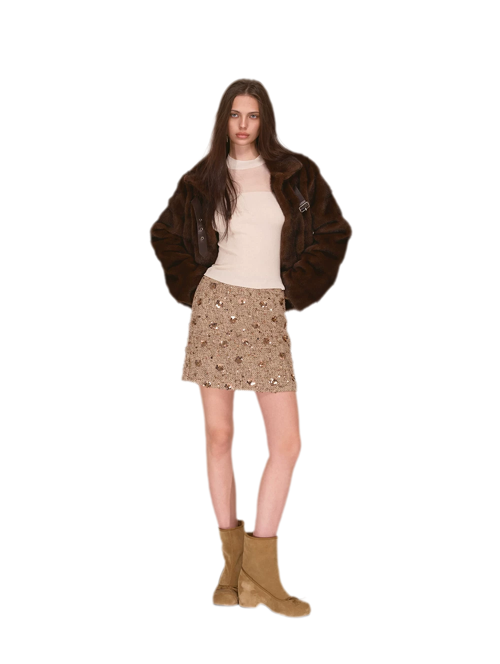 Sequin Tweed A-Line Skirt