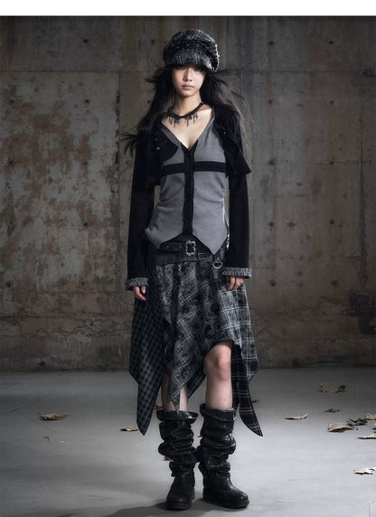 Faux Two-Piece Knit Cardigan