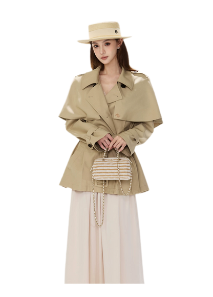 Áo khoác trench cape vải twill