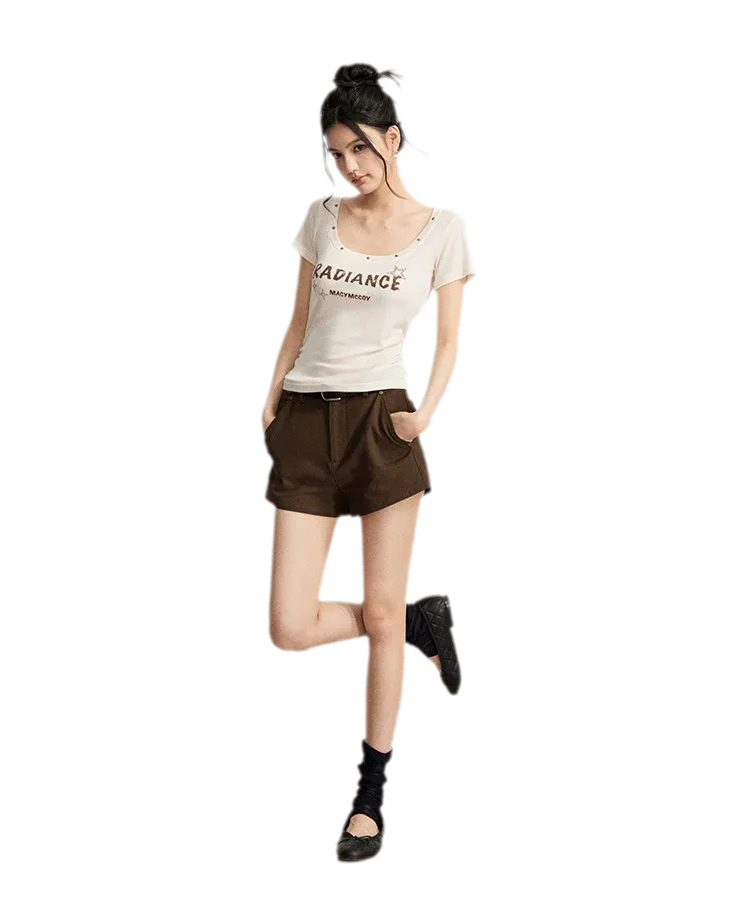 Rhinestone Cotton Summer Shorts