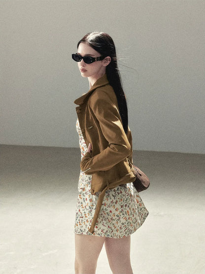 Soft Suede Cropped Utility Jacket