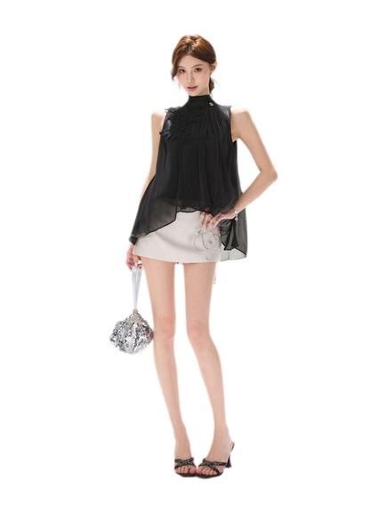 Embellished Satin Mini Skort