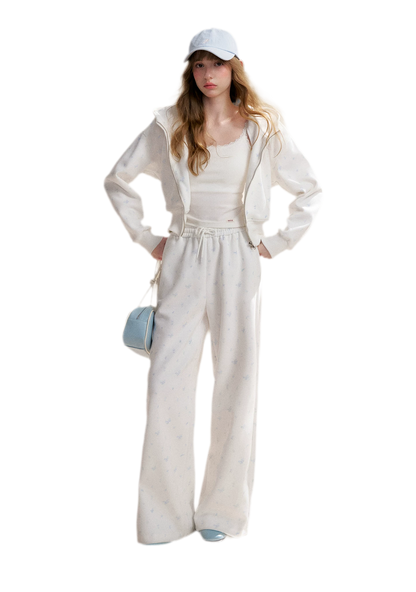 Rose Print Hoodie and Pants Set