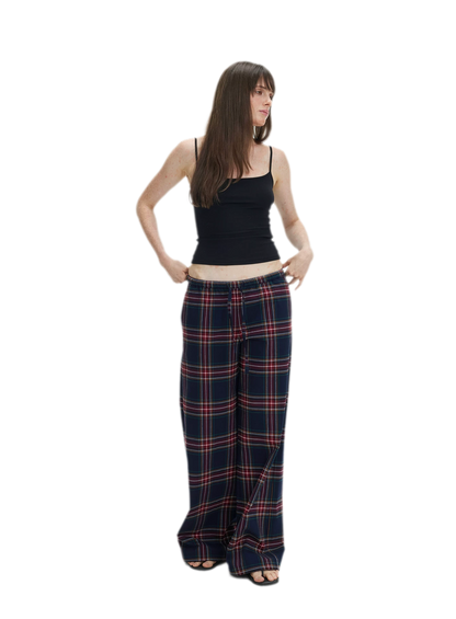 Vintage Plaid Low-Rise Bottoms