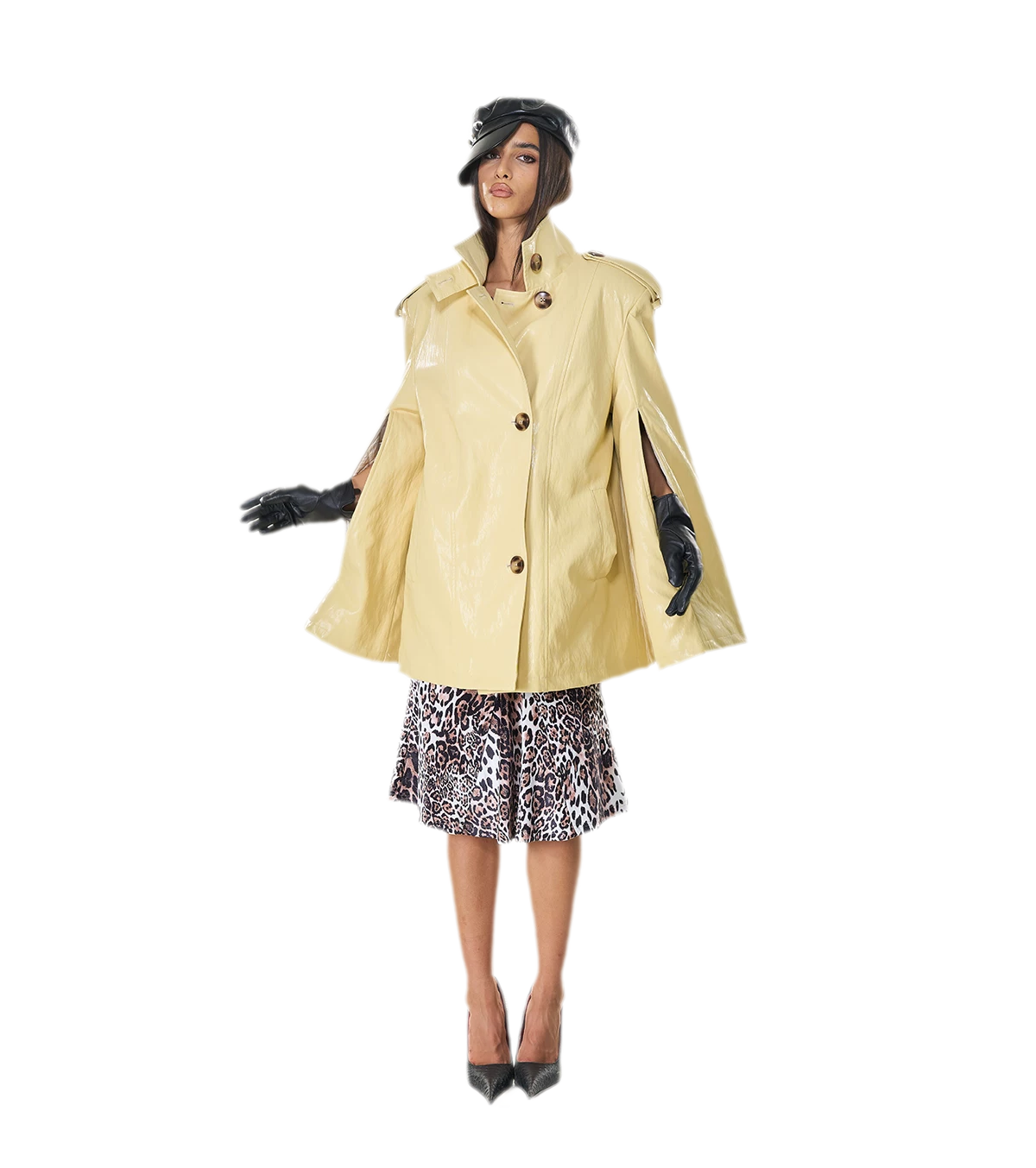 Glossy PU Cape Coat