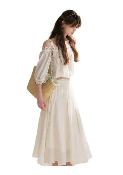 Asymmetrical Lace Off-Shoulder Top &amp; Skirt Set