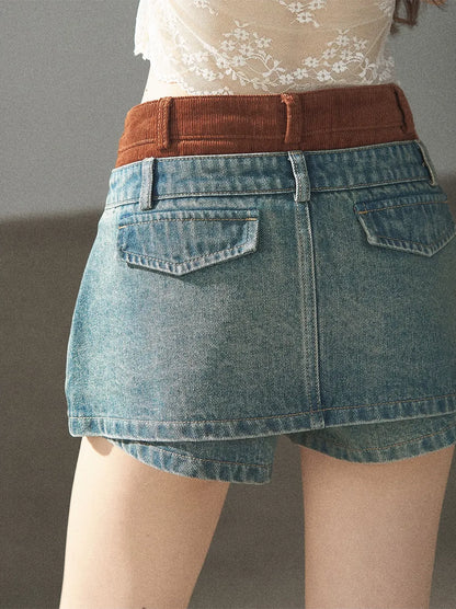 Washed Denim Jacket Skirt Set