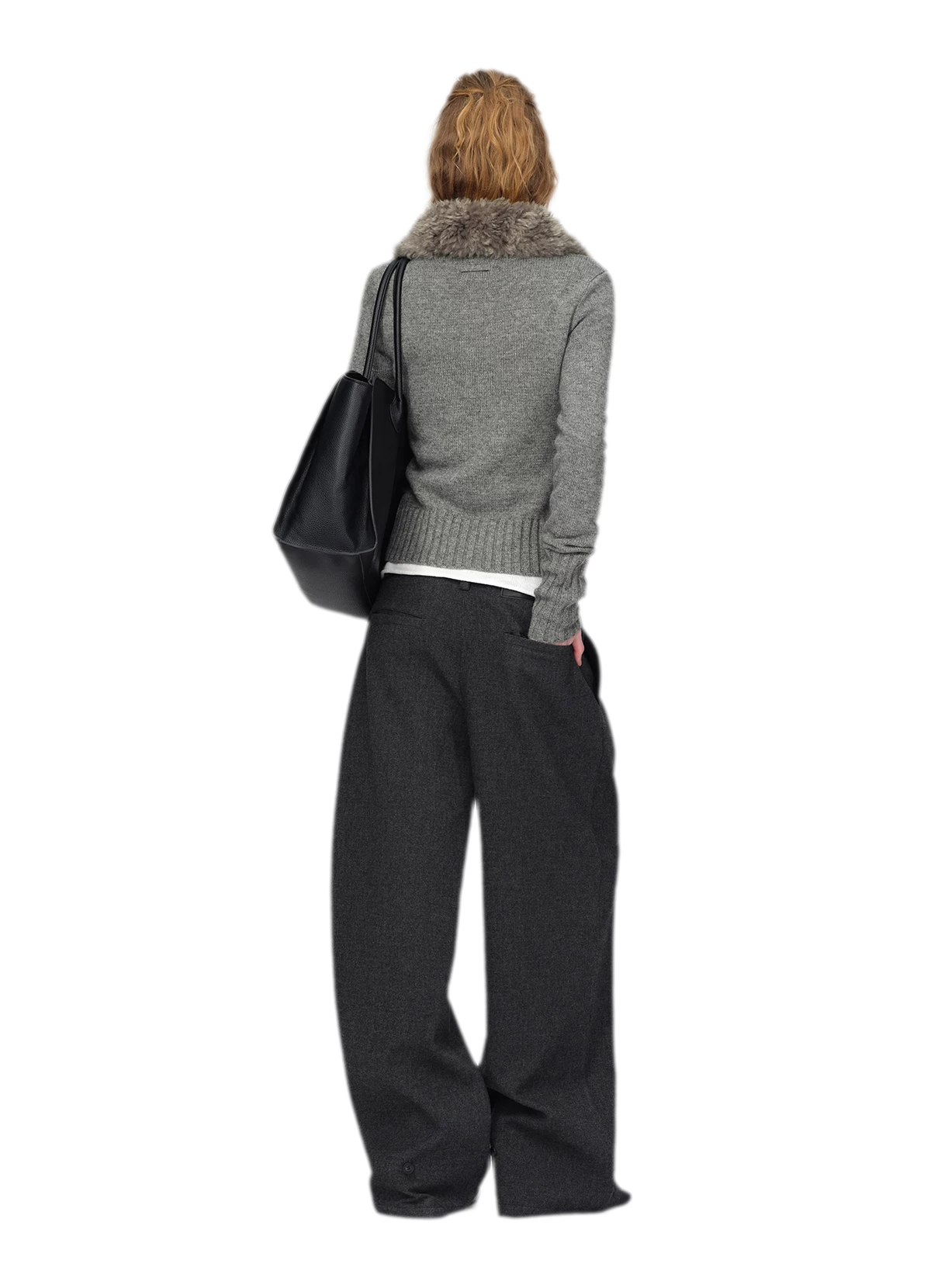 Wool Ribbed Fitted Cardigan