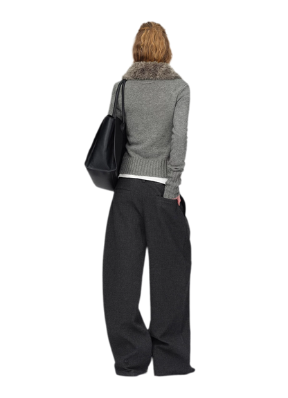 Wool Ribbed Fitted Cardigan