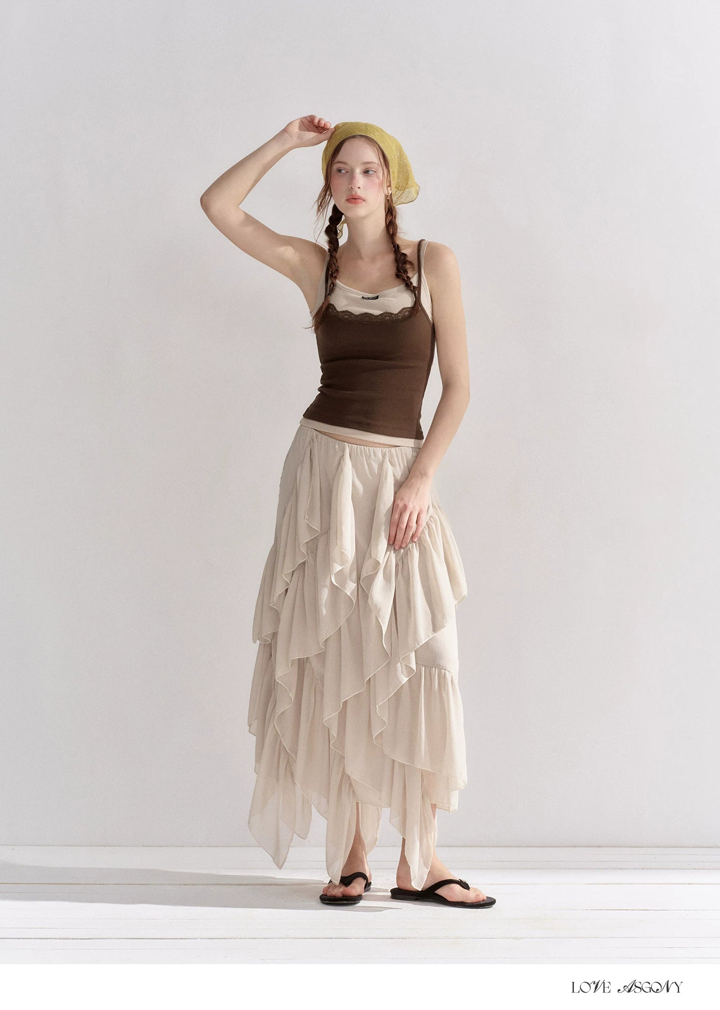 Irregular Ruffle Edge Chiffon Skirt