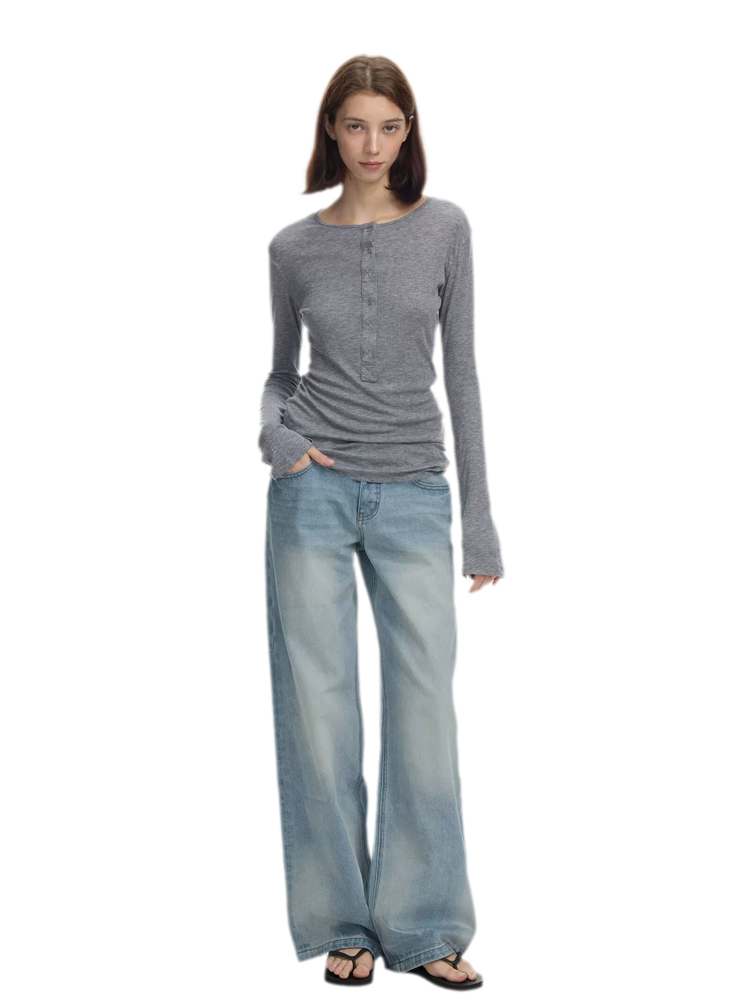 Lyocell Wool Six-Button Henley