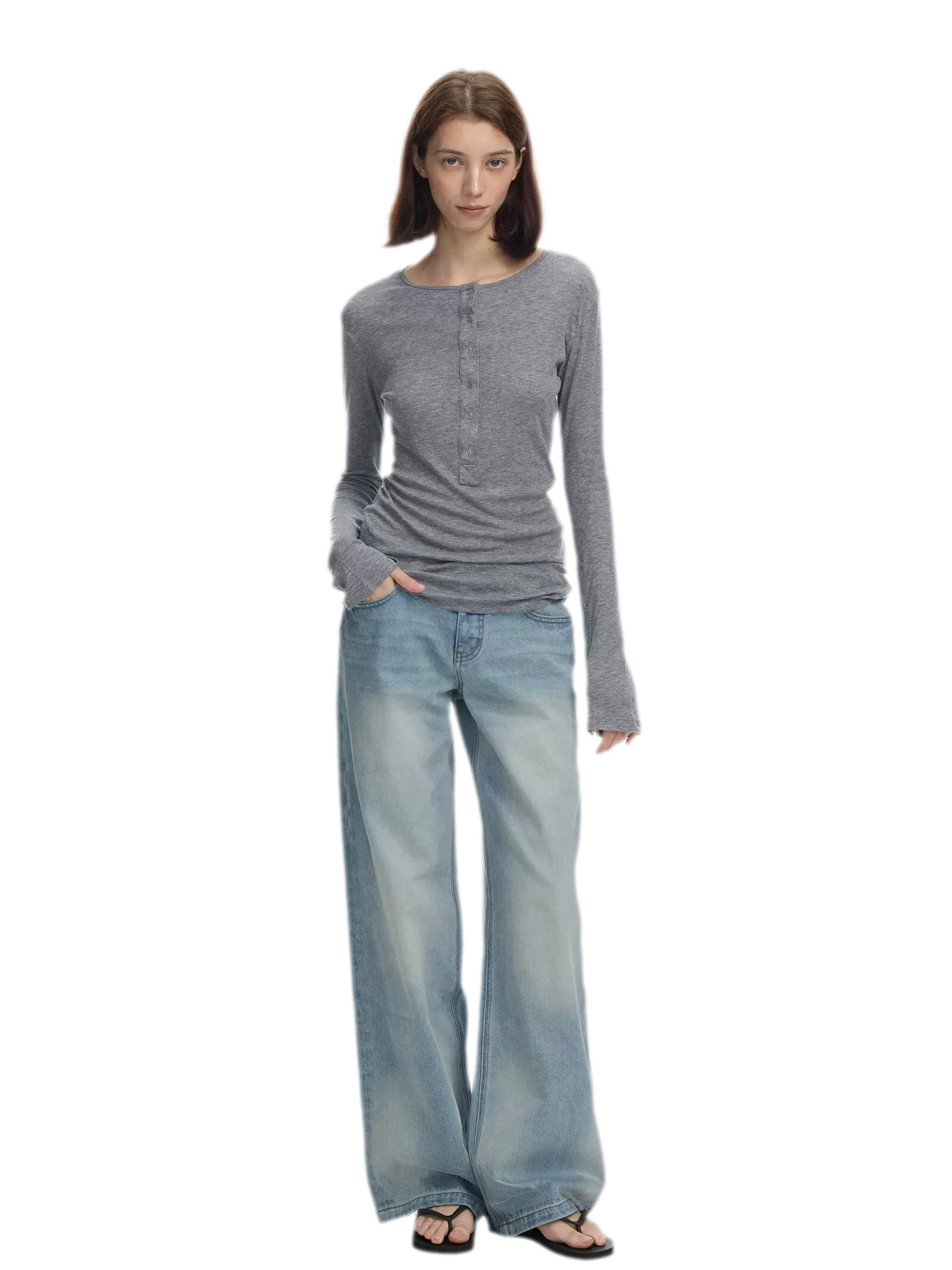 Lyocell Wool Six-Button Henley