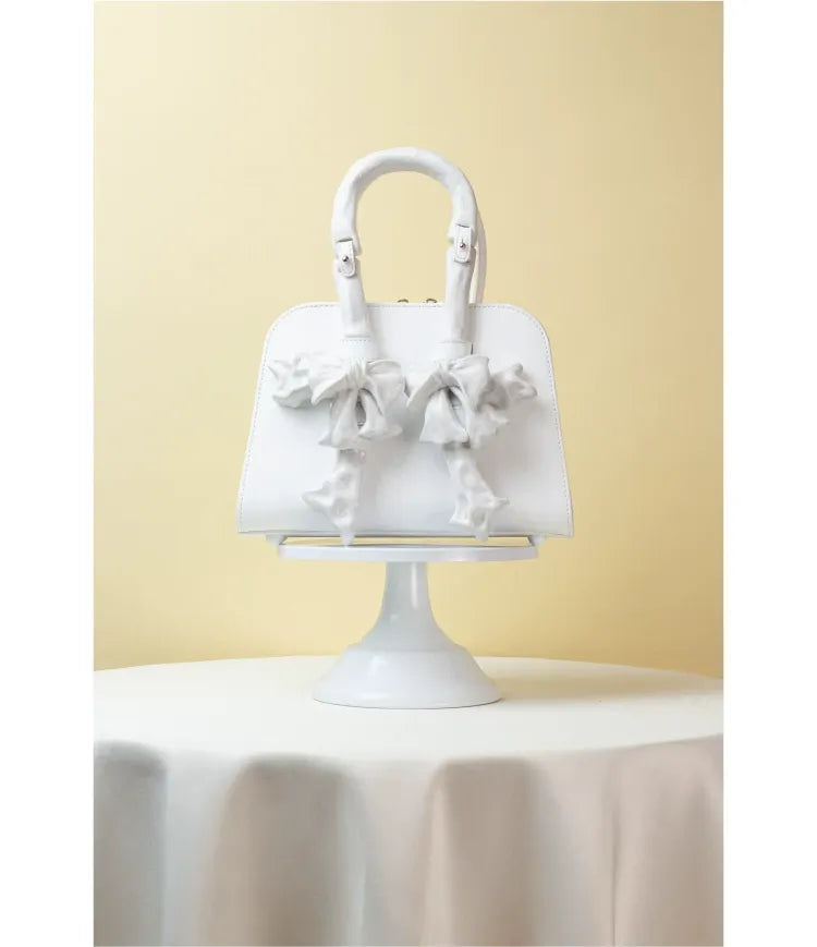 Glossy Bow Structured Handbag