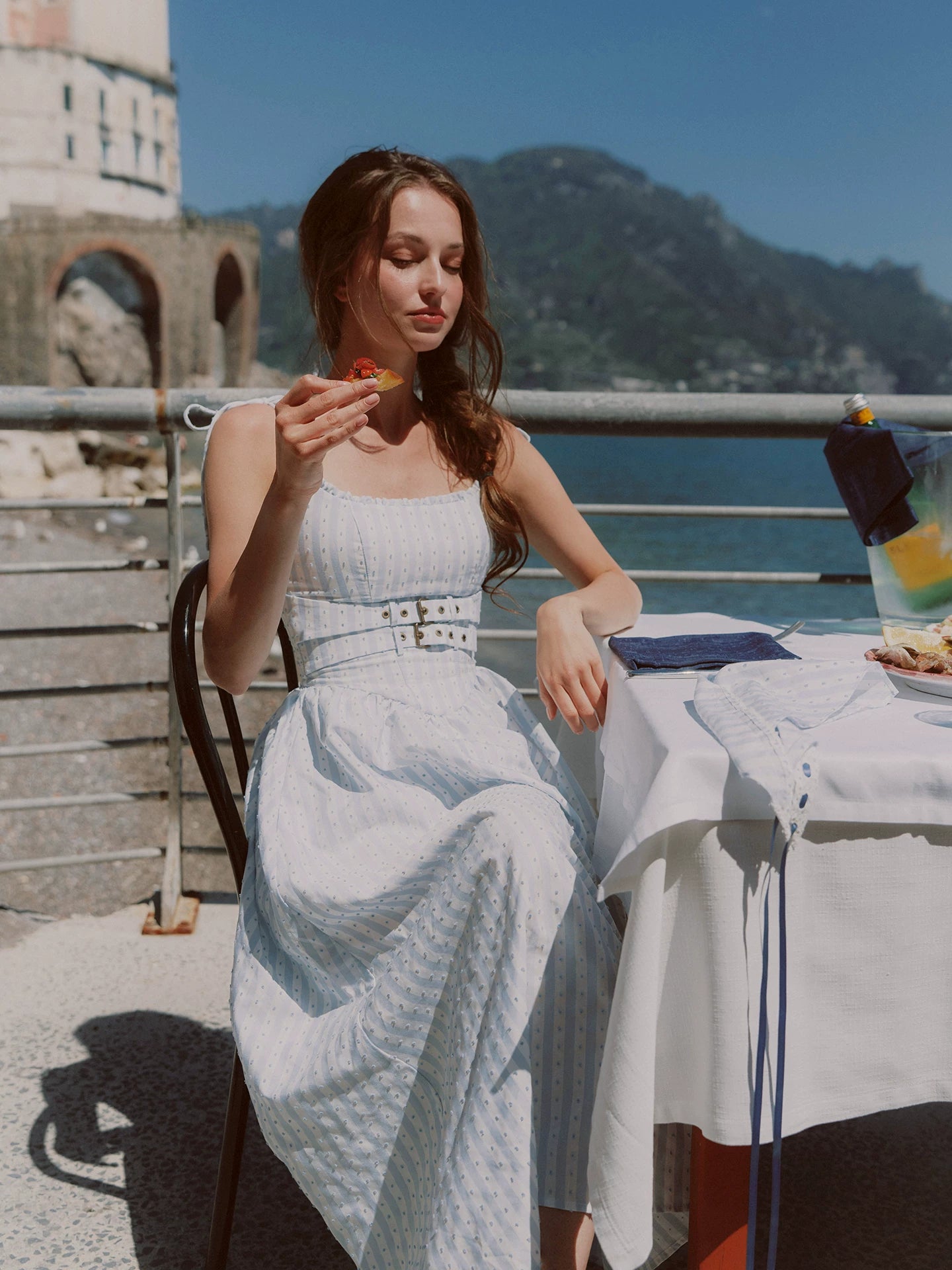 Striped Jacquard A-Line Dress