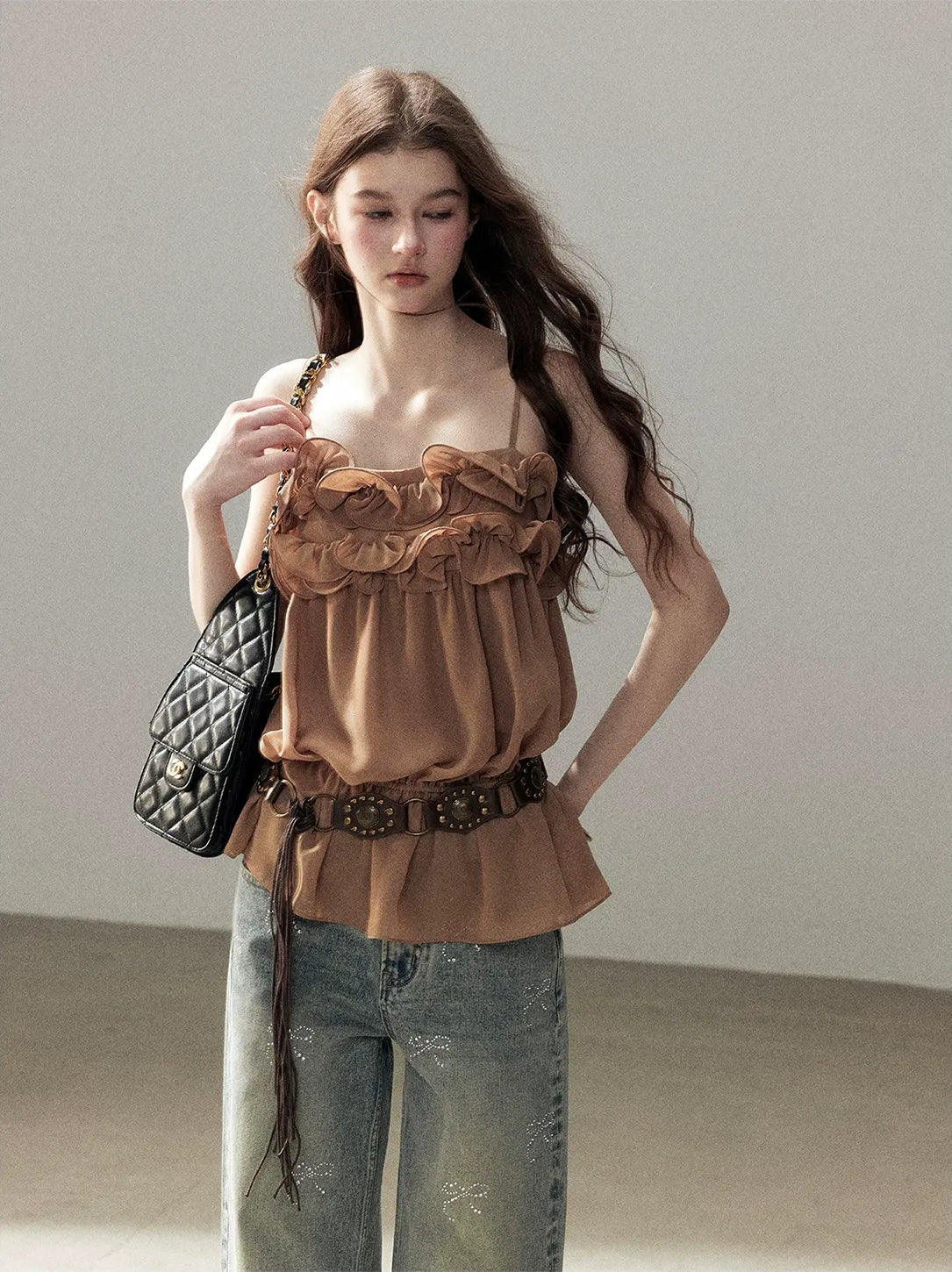 Chiffon Ruffle Cami Top