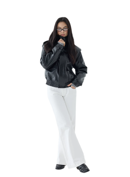 Oil-Wax Cropped PU Jacket