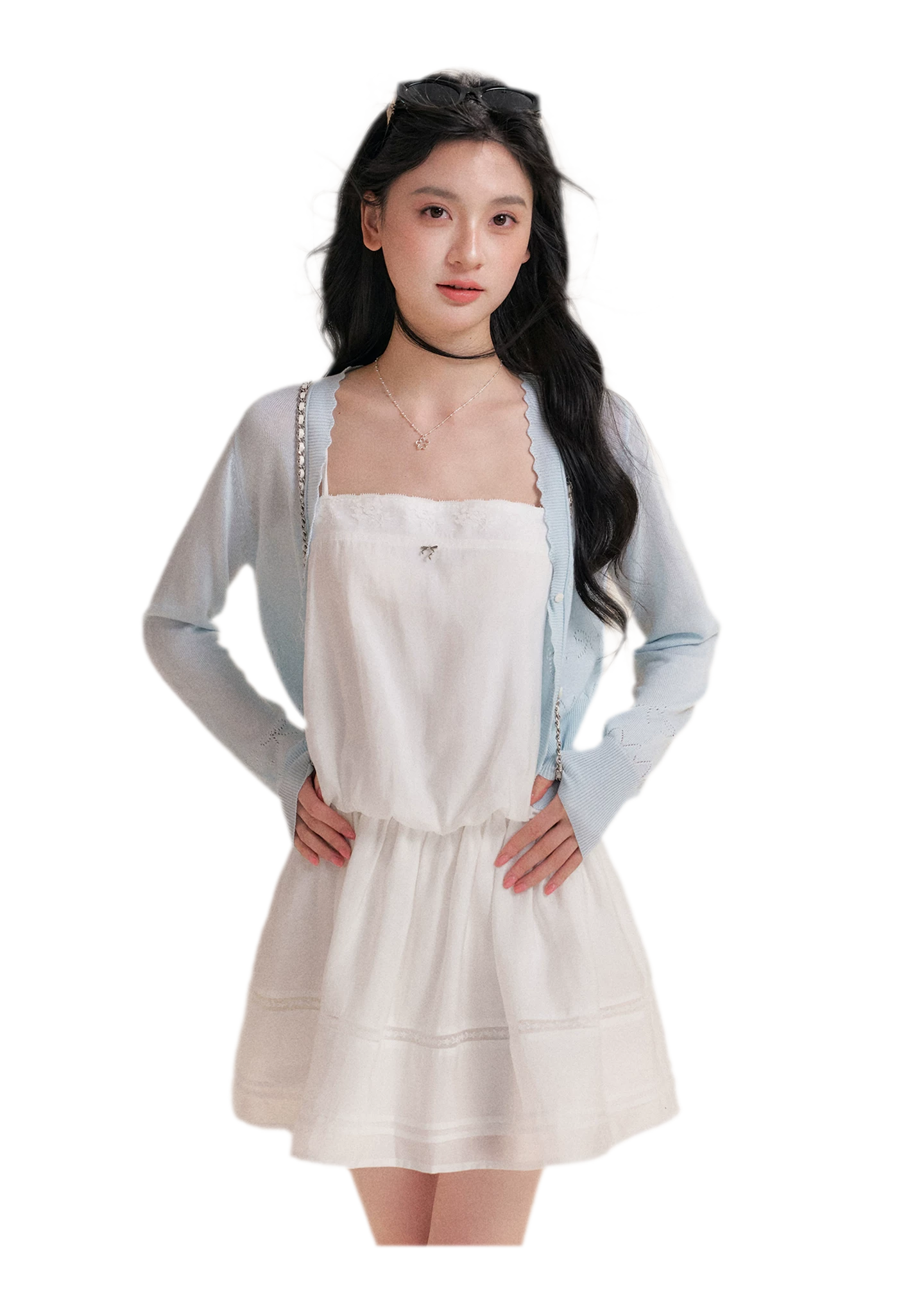 Soft Tencel Lace Dress &amp; Cardigan Set