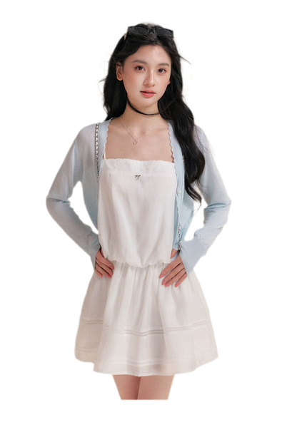 Soft Tencel Lace Dress &amp; Cardigan Set
