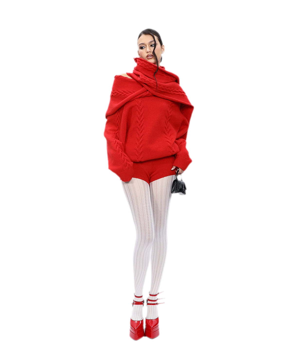 Conjunto de punto trenzado afelpado