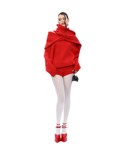 Conjunto de punto trenzado afelpado