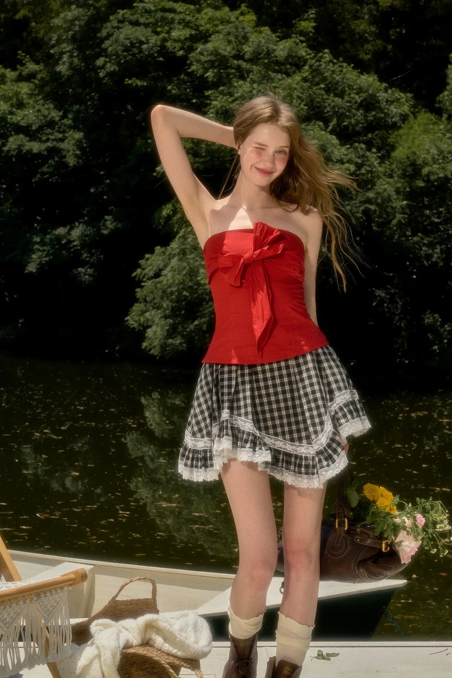 Cherry Bow Bandeau Top