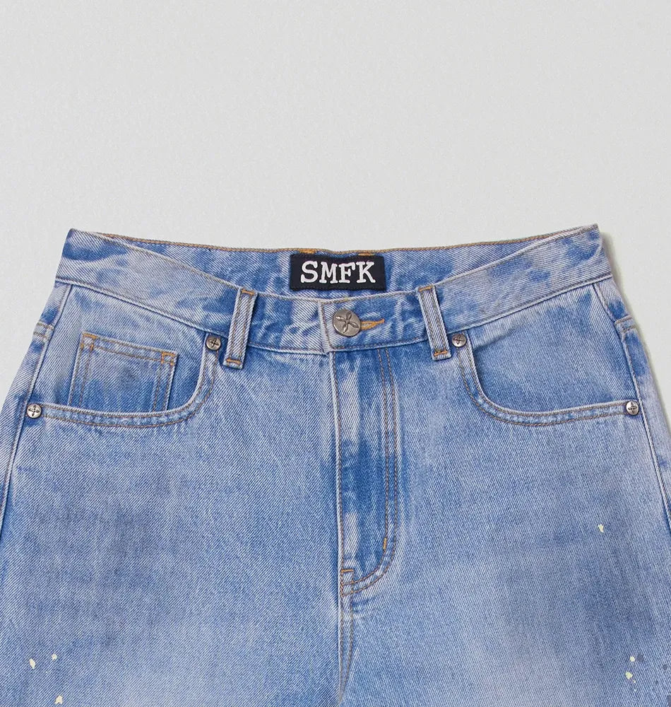 Cross Statue Wide Straight Jeans