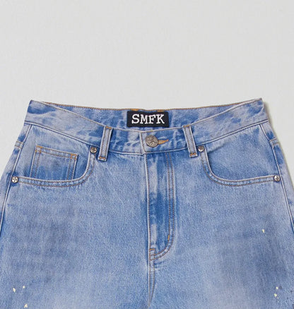 Cross Statue Wide Straight Jeans