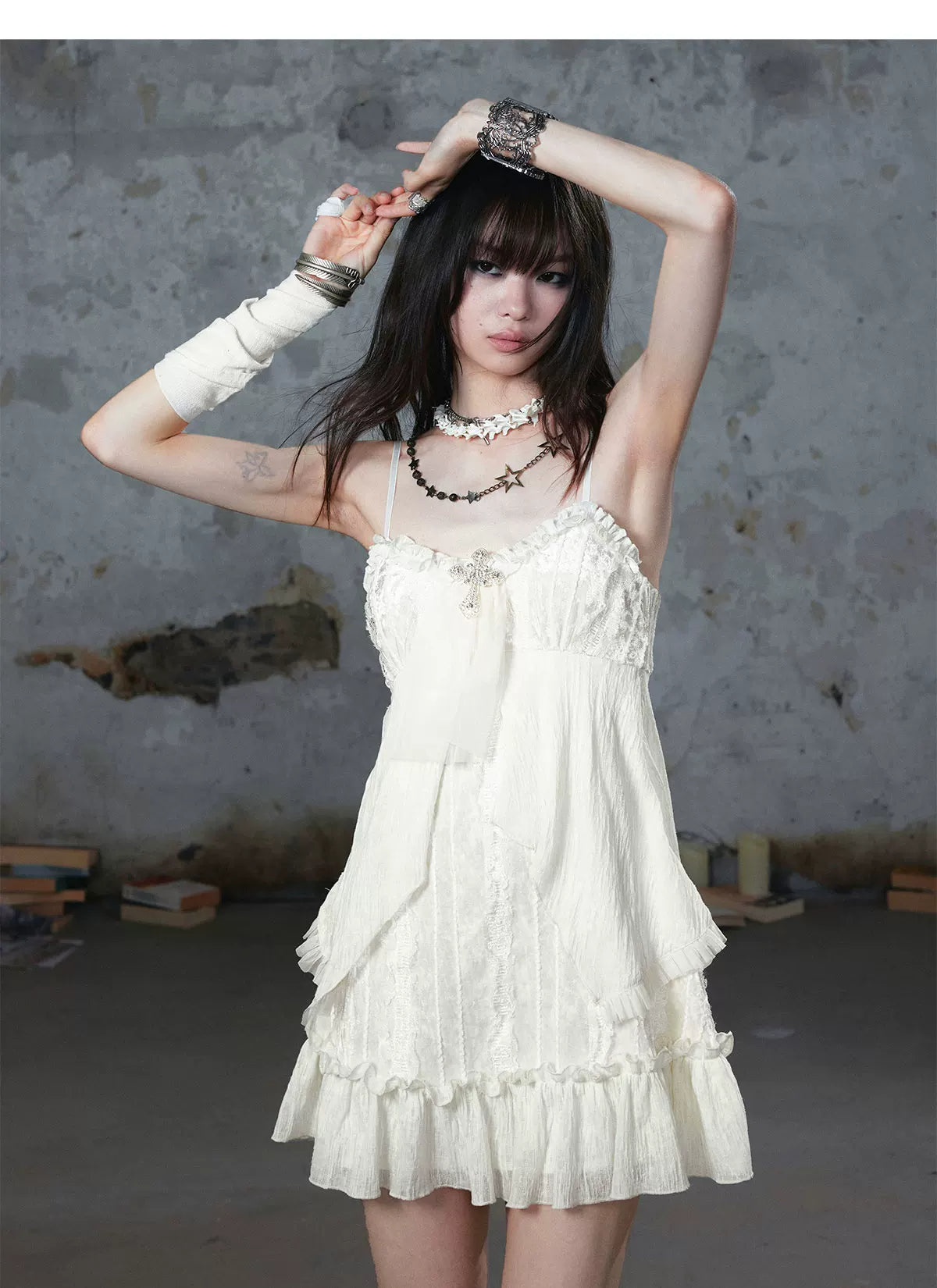 Lace Ruffle A-Line Dress