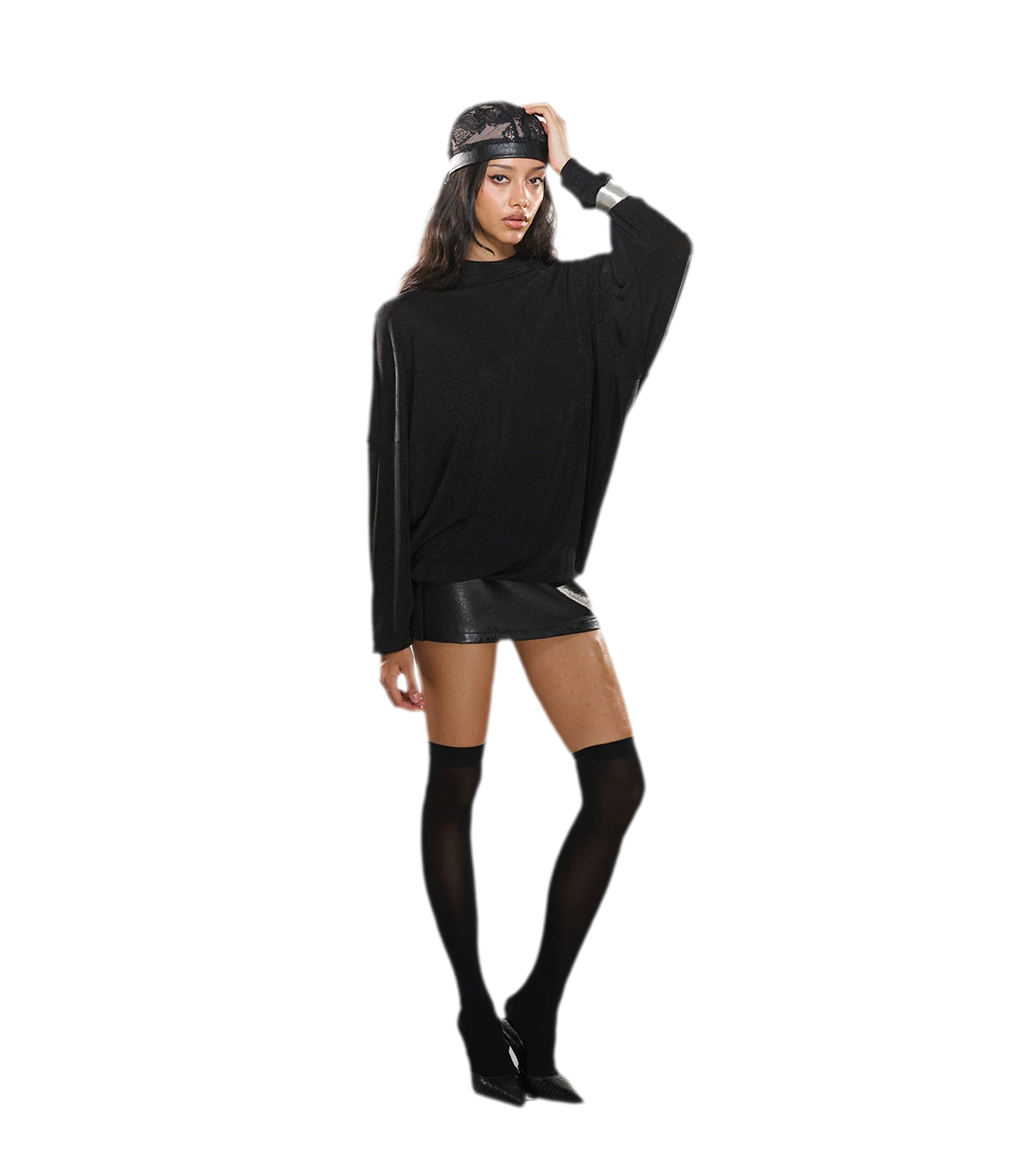 Rhinestone Open-Back Batwing Dress