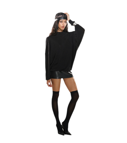 Rhinestone Open-Back Batwing Dress