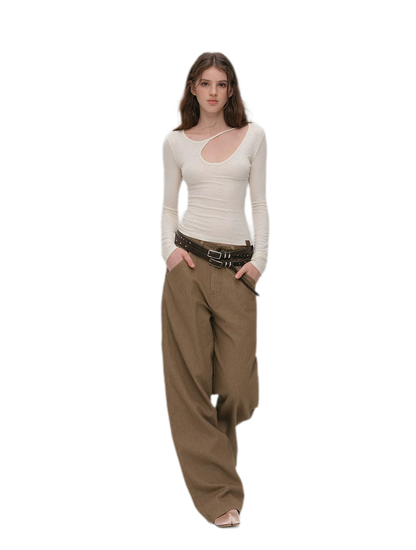 Enzyme-Washed Wide-Leg Utility Jeans